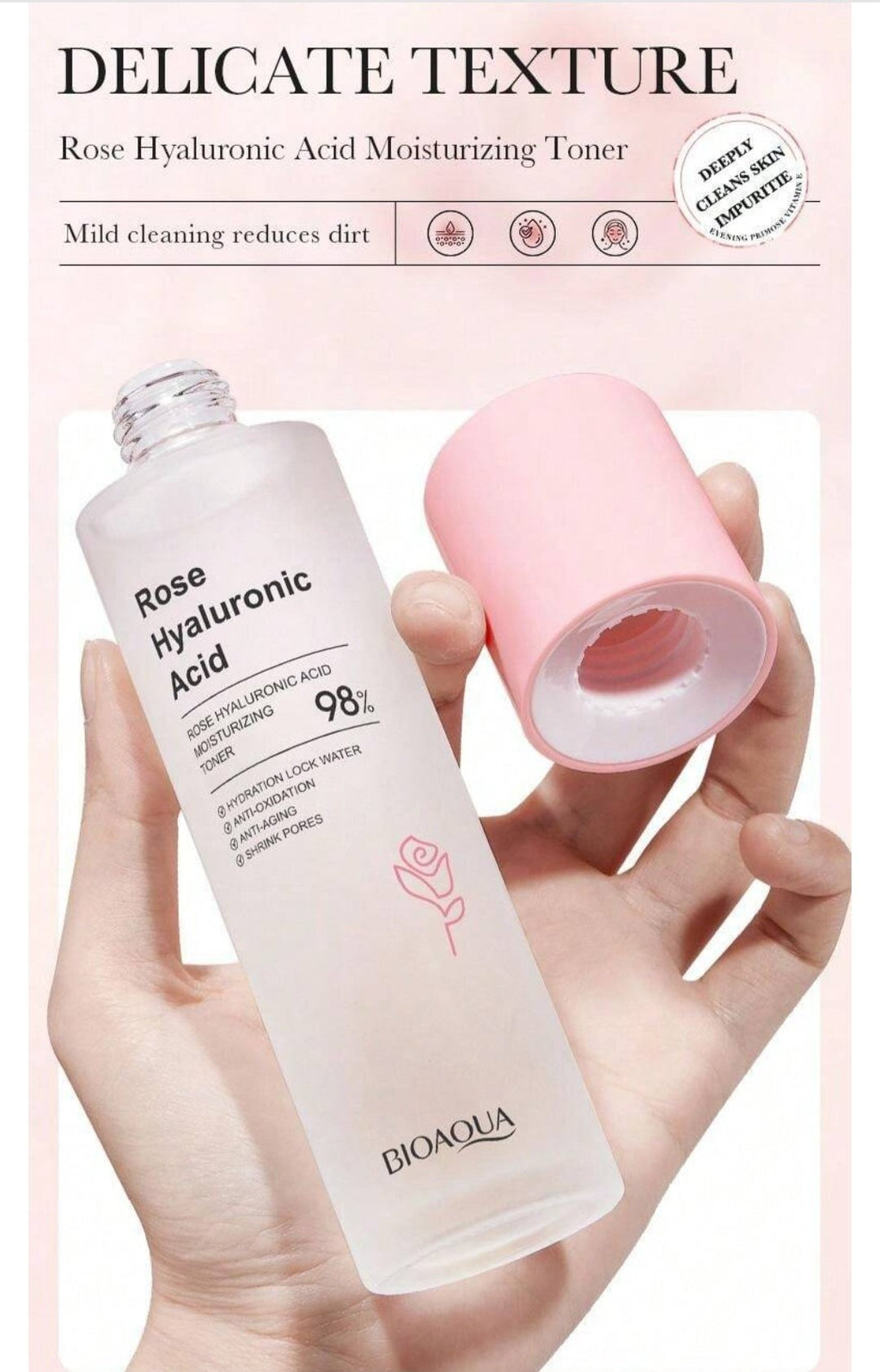 TONICO FACIAL DE ROSAS HIDRATANTE Y REFRESCANTE, NUTRE E ILUMINA LA PIEL BIOAQUA 100ML