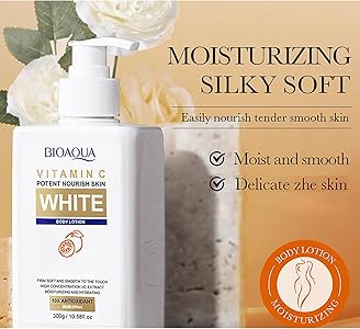 Loción corporal bioaqua con extracto de vitamina c para blanquear e iluminar la piel 300g