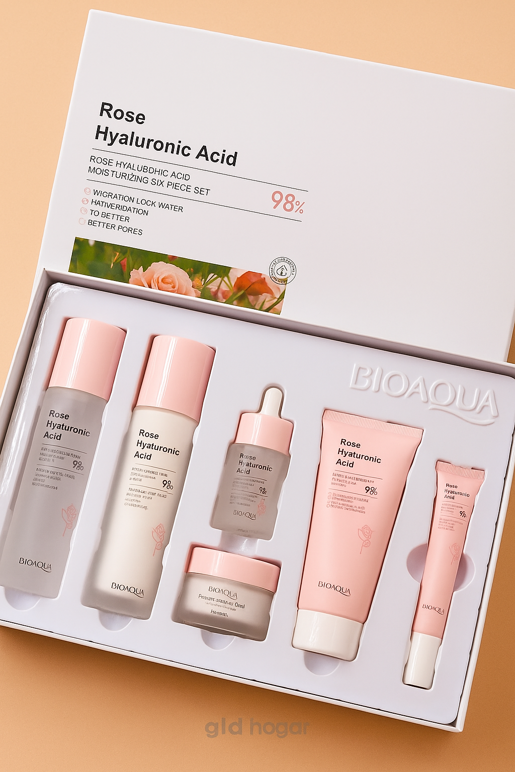 KIT FACIAL DE LIMPIEZA E HIDRTATENTE ACIDO HIALURONICO Y ROSAS BIOAQUA