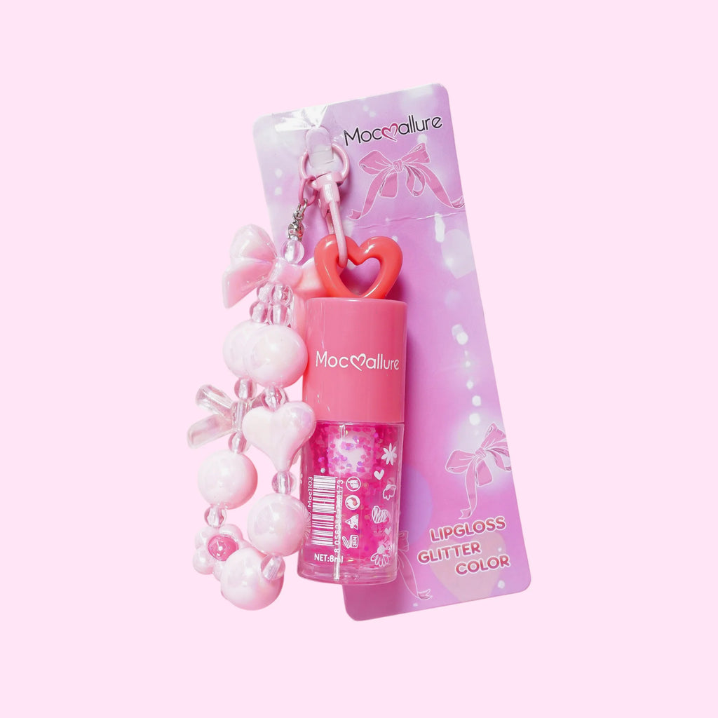 Lip Gloss con Glitter + Llavero Coquette - Mocoallure