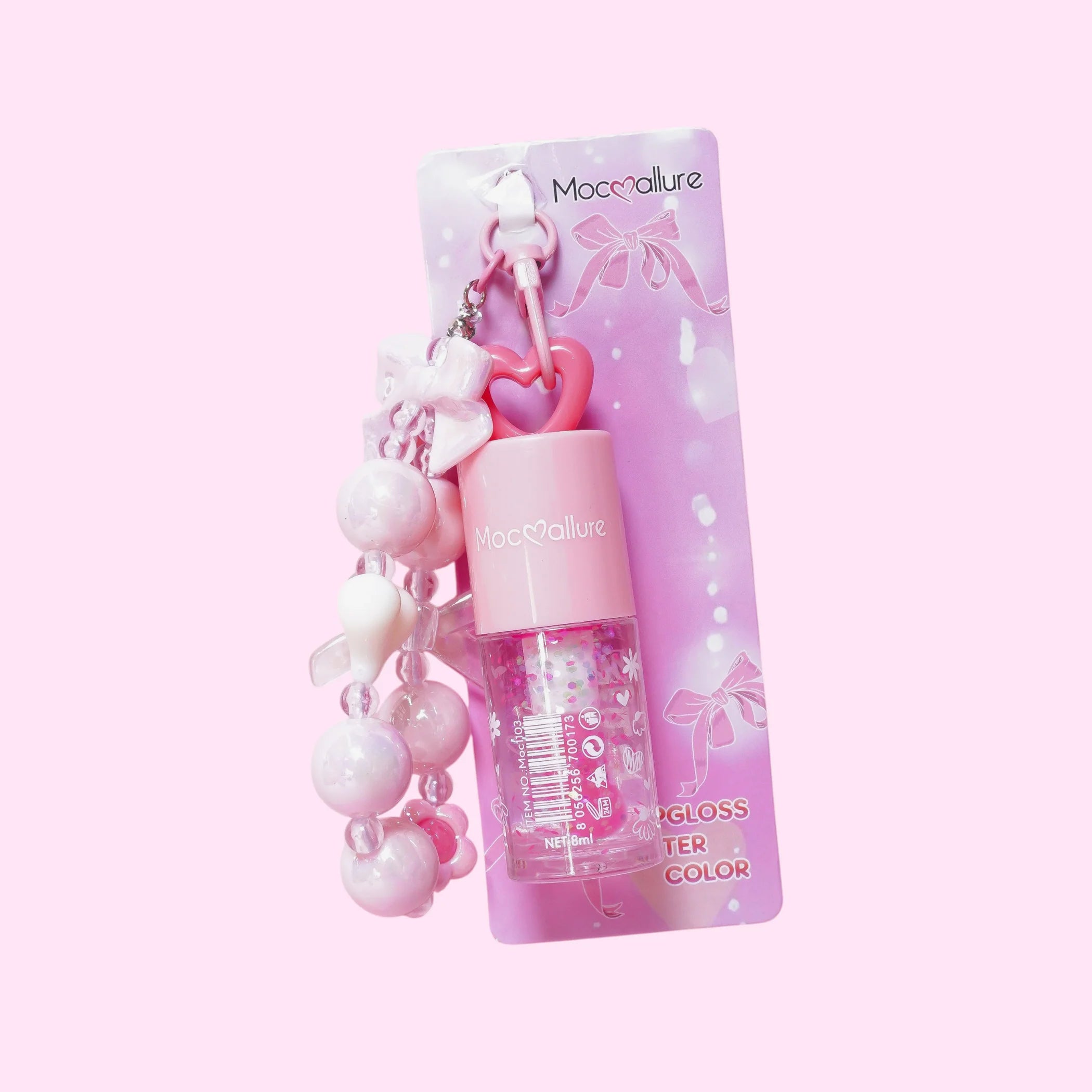 Lip Gloss con Glitter + Llavero Coquette - Mocoallure