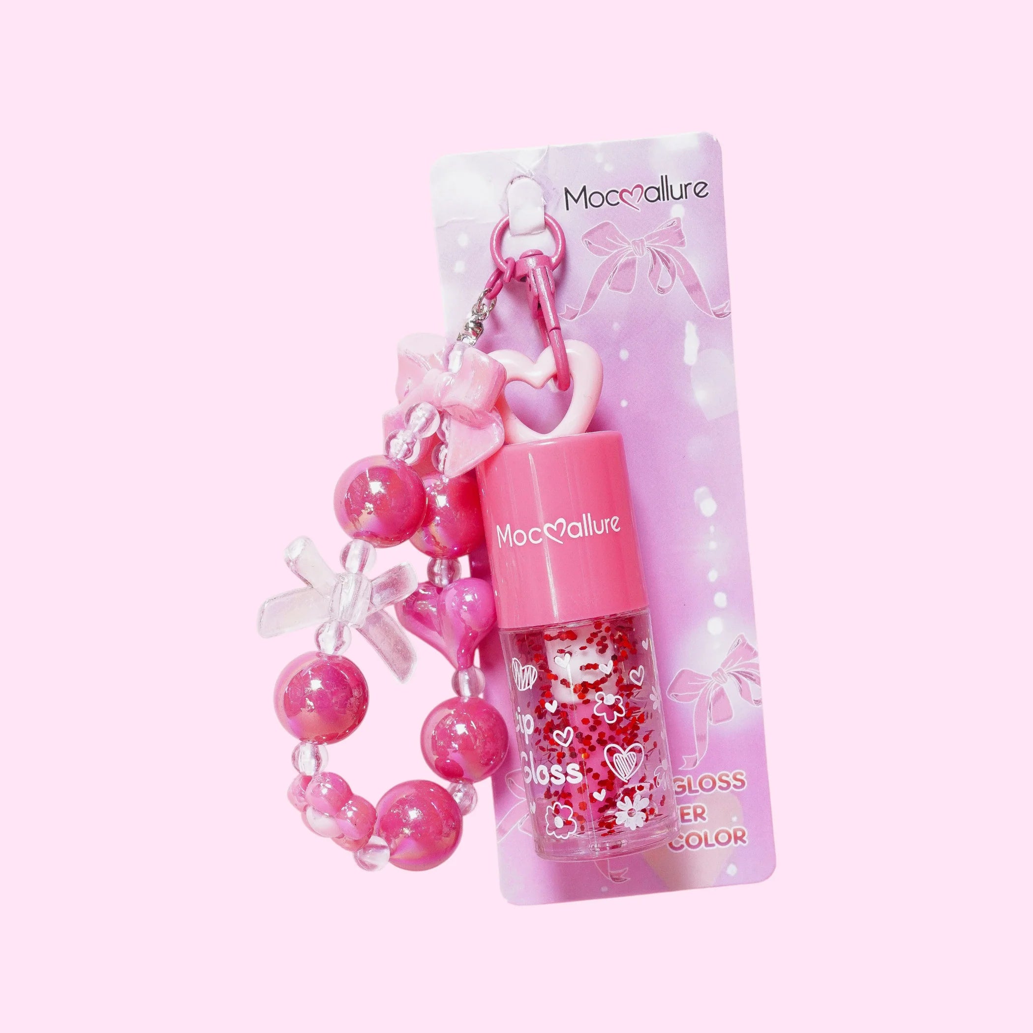 Lip Gloss con Glitter + Llavero Coquette - Mocoallure