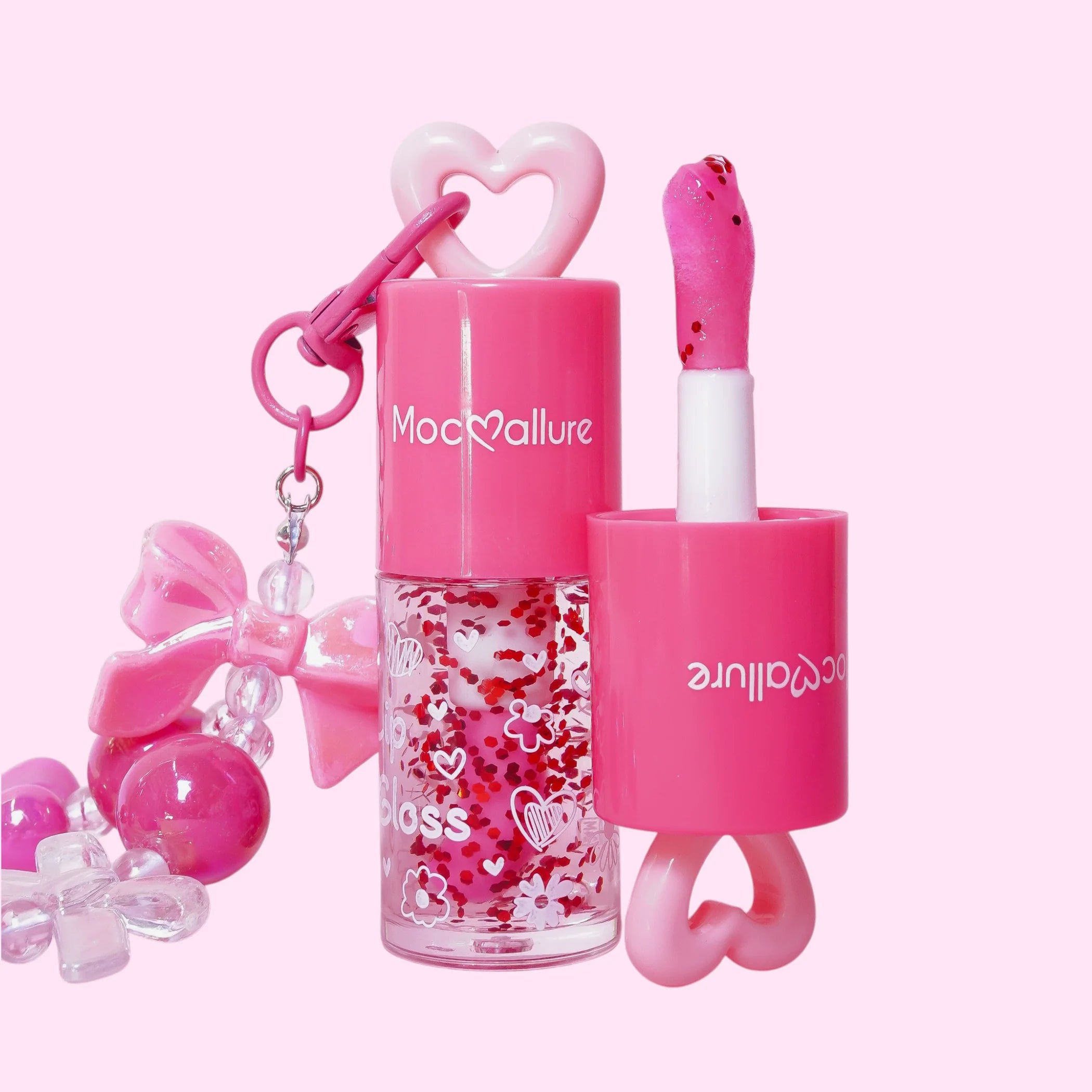 Lip Gloss con Glitter + Llavero Coquette - Mocoallure