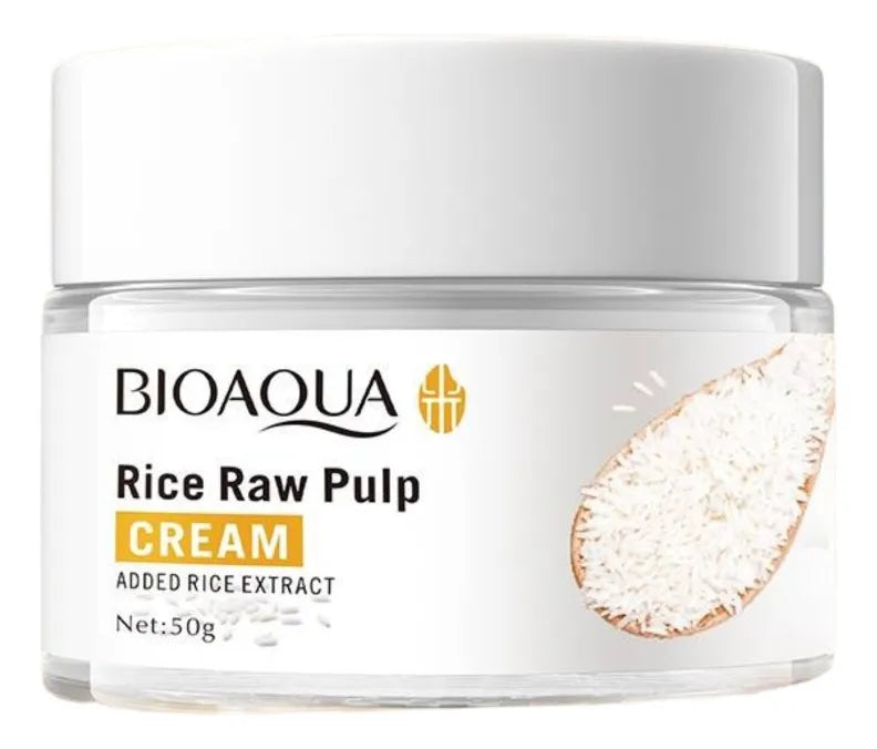CREMA FACIAL DE PULPA CRUDA DE ARROZ HIDRATANTE Y NUTRITIVA, QUE CUIDA SUAVEMENTE LA PIEL, MEJORA LA SEQUEDAD E HIDRATADA BIOAQUA 50G