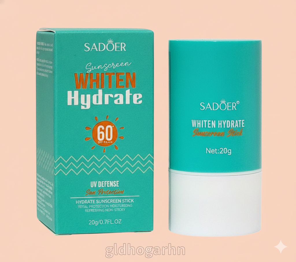 PROTECTOR SOLAR EN BARRA HIDRATANTE SPF 60PA, REFRESCANTE, NO PEGAJOSO, PROTECCION SOLAR, RESISTENTE AL AGUA Y SUDOR SADOER SUNSCREEN WHITE HYDRATE 20G