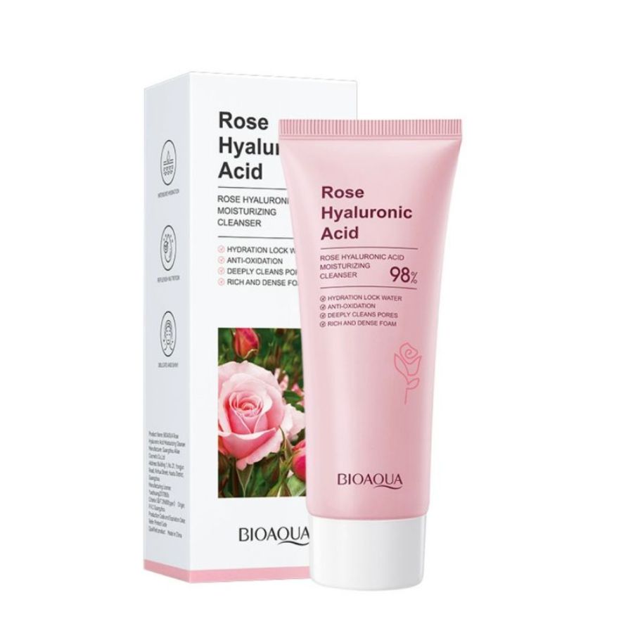 KIT FACIAL DE LIMPIEZA E HIDRTATENTE ACIDO HIALURONICO Y ROSAS BIOAQUA