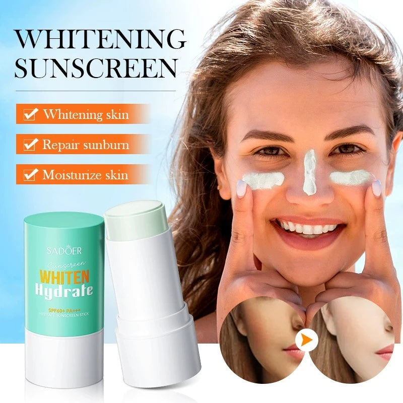 PROTECTOR SOLAR EN BARRA HIDRATANTE SPF 60PA, REFRESCANTE, NO PEGAJOSO, PROTECCION SOLAR, RESISTENTE AL AGUA Y SUDOR SADOER SUNSCREEN WHITE HYDRATE 20G