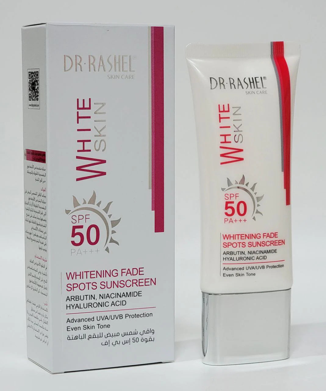 PROTECTOR SOLAR BLANQUEADOR SPF50 PA, PARA MANCHAS HECHAS POR EL SOL, PROTEGE LA PIEL, PREVIENE EL ENVEJECIMIENTO Y PIGMENTACION DR RASHEL 50G